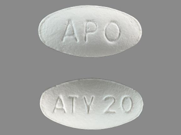 Pill APO ATV20 is Atorvastatin Calcium 20 mg